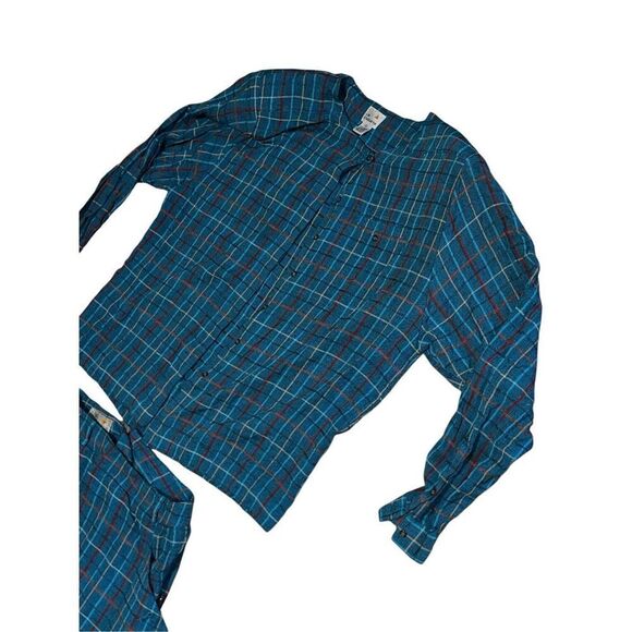 BEAUTIFUL UNIQUE RARE VINTAGE 2 piece 1990s Liz Claiborne Teal Plaid Tartan Long - Picture 3 of 8